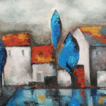Village with cypresses, 60x50 cm, oil on canvas, 2010. 60x50 cm, oil on canvas