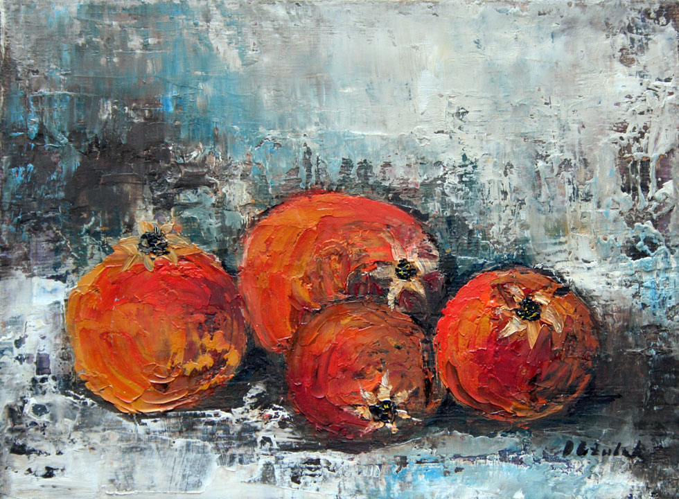 Pomegranates, 20 x 15 cm, oil on canvas