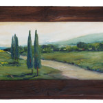 Pogled kroz prozor, 60×29 cm, oil on canvas, in old window, 2014. Prozor_60x29cm