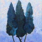Tri čempresa, 100×100 cm, mixed media and oil on canvas, 2016 Tri čempresa