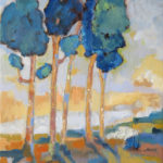 Cypresses, 70×50 cm, mixed media and oil on canvas, 2016. Cypresses