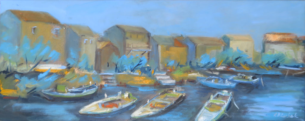 Ribarsko selo, oil on canvas, 50x20 cm, 2019.